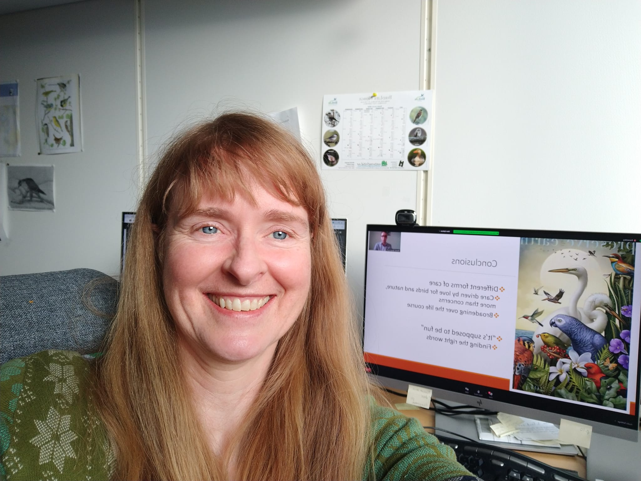 Project team member in front of her computer at the online BOU conference